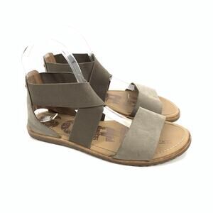Sorel Ella II Strappy Gladiator Comfort Sandals Size 7.5 Womens Army Green Brown